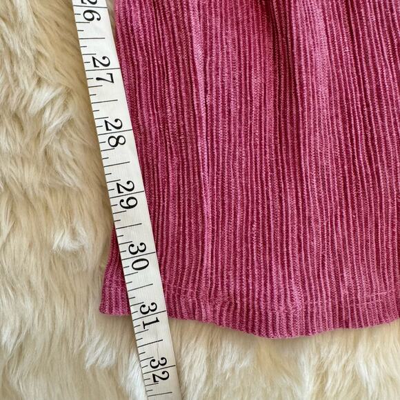 Zara Pink Ribbed High Waist Wide Leg Pull On Pants Large Side Slits - Picture 10 of 13